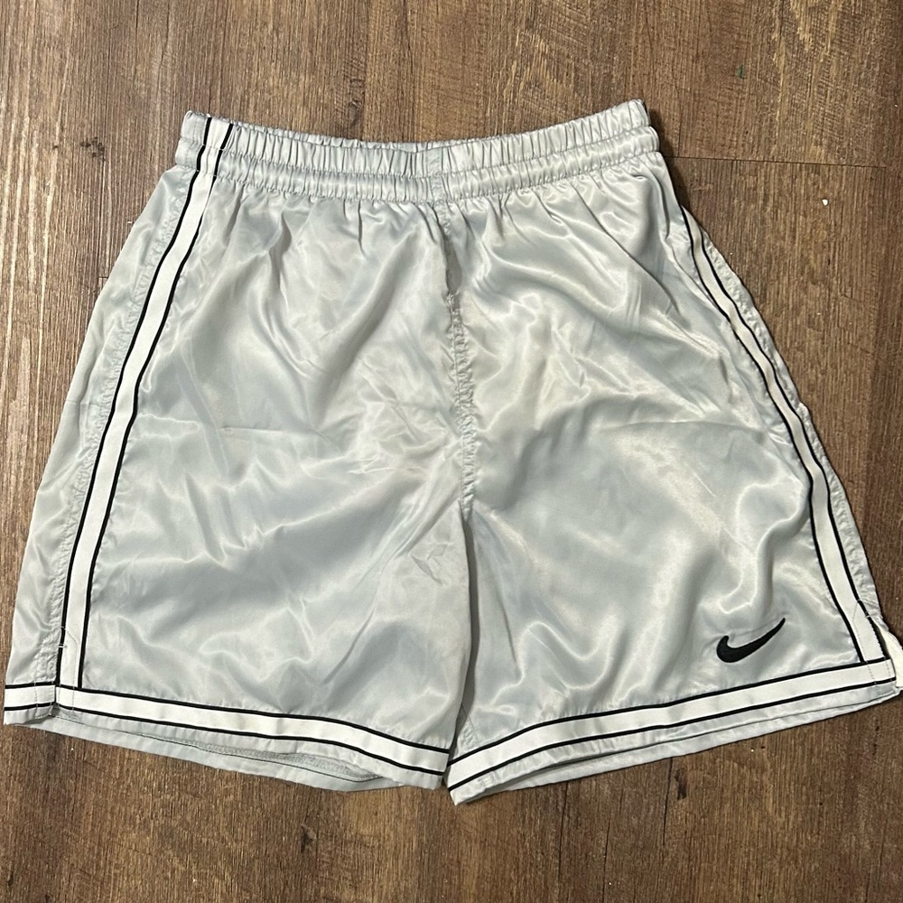 (SOLD) Vintage 90s Nike America Shorts Gray Nylon Silver Size Small